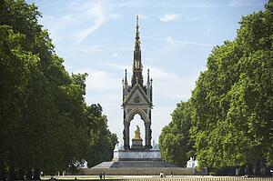 Tourists In Front Of Albert Memorial, London, England