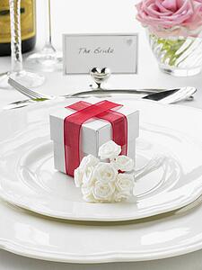 Place Settings For Bride And Groom At Reception