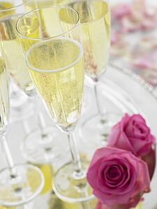 Champagne Glasses On A Silver Platter