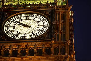 Big Ben Illuminated At Night, London, England