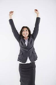 Woman with her arms raised