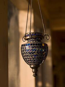 Lake of the Woods, Ontario, Canada; Hanging lamp made of colored glass