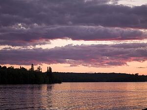 Lake of the Woods, Ontario, Canada; Sunrise over lake