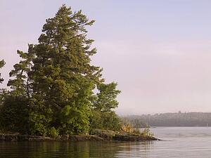 Lake of the Woods, Ontario, Canada; Early morning view over the lake