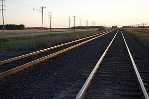 Manitoba, Canada; Railways tracks across the prairies
