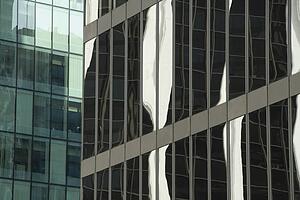 Detail of glass office towers, Vancouver, British Columbia, Canada