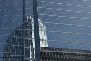 Detail of glass office towers, Vancouver, British Columbia, Canada