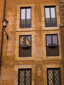 Apartment windows, Rome, Italy 