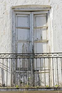 Andalusia, Spain; Old door on a balcony
