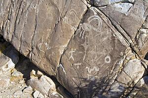 Native American petroglyphs found in the Owens Valley, California, USA 