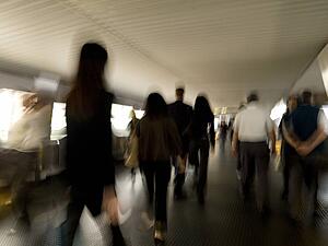 People walking through pedway