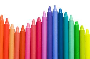 Rainbow pattern of wax sticks