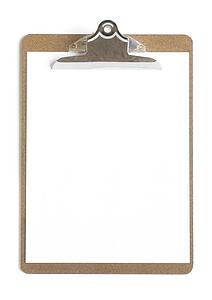 Blank paper on a clipboard