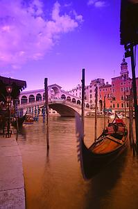 Bridge at sunset on Grand Canal Venice Italy