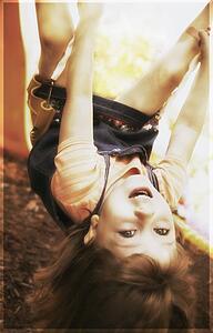 Upside down on a swing