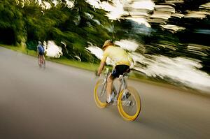Two people on bikes
