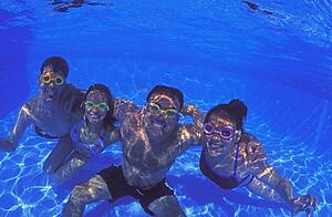 Family group in swimming pool