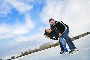 Young Couple Having fun on skates