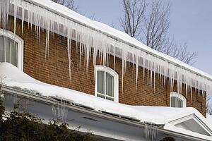 Icicles hanging off rain gutters