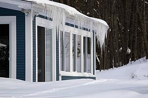 Icicles hanging off a rain gutter