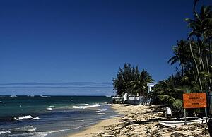 Caribbean beach and marina