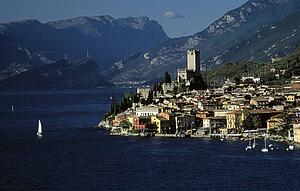 Lake Garda, Italy; Beautiful town beneath the alps