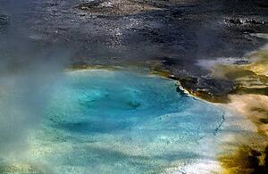 Wyoming, USA; Hot pool in Yellowstone National Park