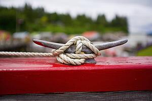 Rope tied to dock cleat
