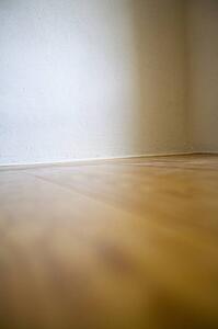 Empty room with wooden floors and white walls