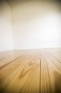 Empty room with wooden floors and white walls