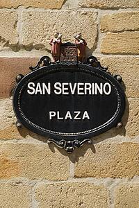 Balmaseda, Vizcaya, Spain; Plaque on outside wall of the Church of San Severino