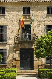 Úbeda, Andalucia, Spain; Public Building flying the Spanish and Andalucian Flags