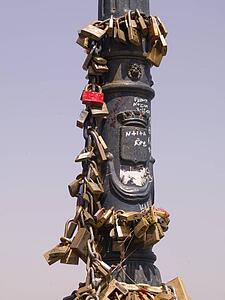 Locks on a pole, Naples, Italy