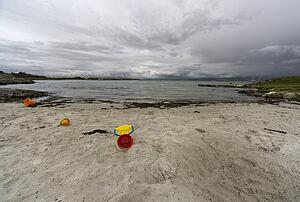 Sand toys on sandy beach