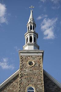 Lake of the Woods, Kenora, Ontario, Canada; Church spire rising into the air