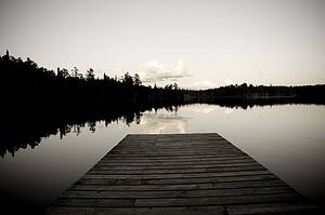 Lake of the Woods, Ontario, Canada; Pier looking out over lake