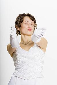 Bride asking for a kiss