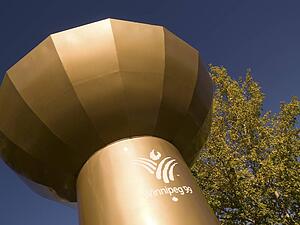 Olympic torch sculpture, Winnipeg, Manitoba, Canada
