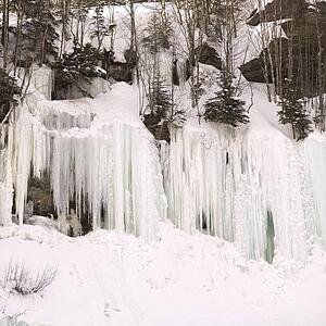 Icicles and snow, northern British Columbia, Canada