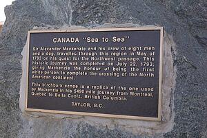 Plaque, Taylor, British Columbia, Canada