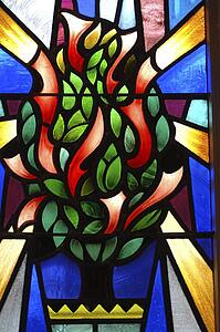 Stained glass window in synagogue