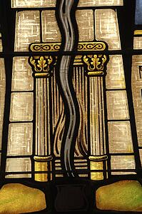 Stained glass window in synagogue