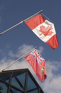 Canadian flag and Ontario flag, Muskoka, Ontario, Canada