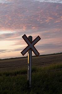 Railroad crossing sign, Manitoba, Canada