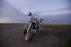 Mototorcycle on side of road, Manitoba, Canada