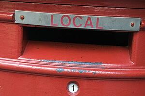 Post Box; Mail slot of a local British mailbox