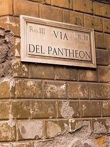 Pantheon sign, Rome, Italy 