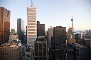 Toronto, Ontario, Canada; City view of skyscrapers and buildings