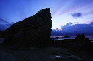 Malin Head, Inishowen Peninsula, Co Donegal, Ireland; View of rock formation at sunset