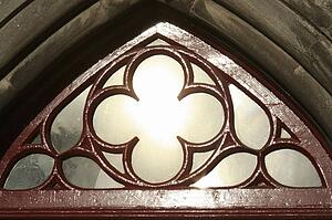 Birr, Co Offaly, Ireland; Architectural design over entrance to church